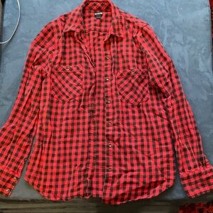 True Religion Red and Black Plaid women’s  Shirt